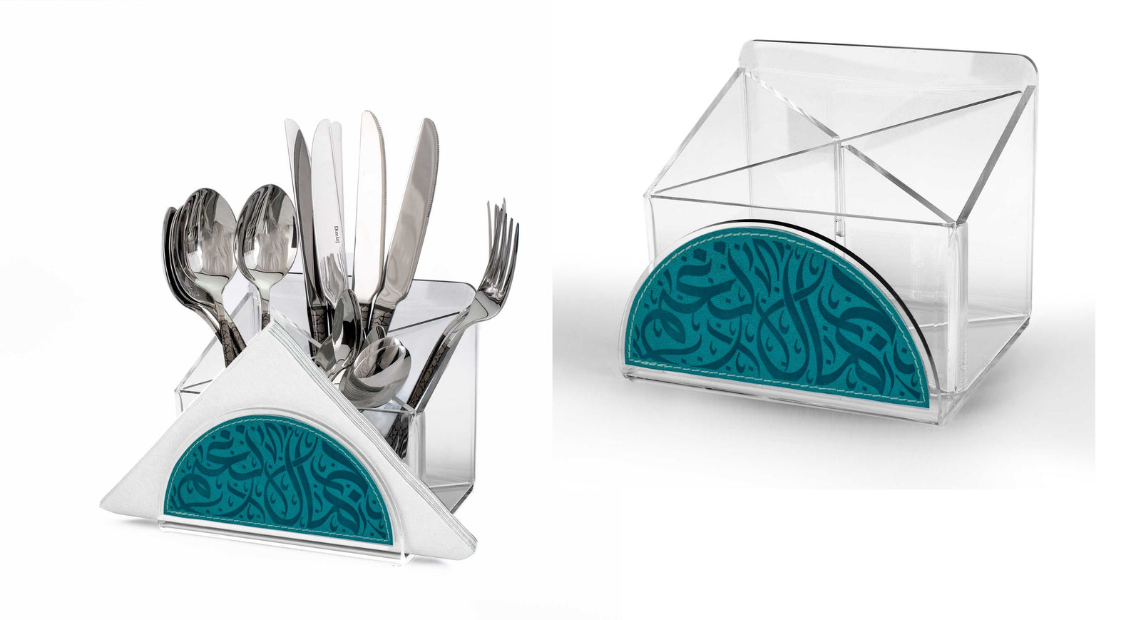Dimlaj Nagham Acrylic Cutlery Box with Napkin Holder Turquoise - Premium  from Nagham By Dimlaj - Just $250! 