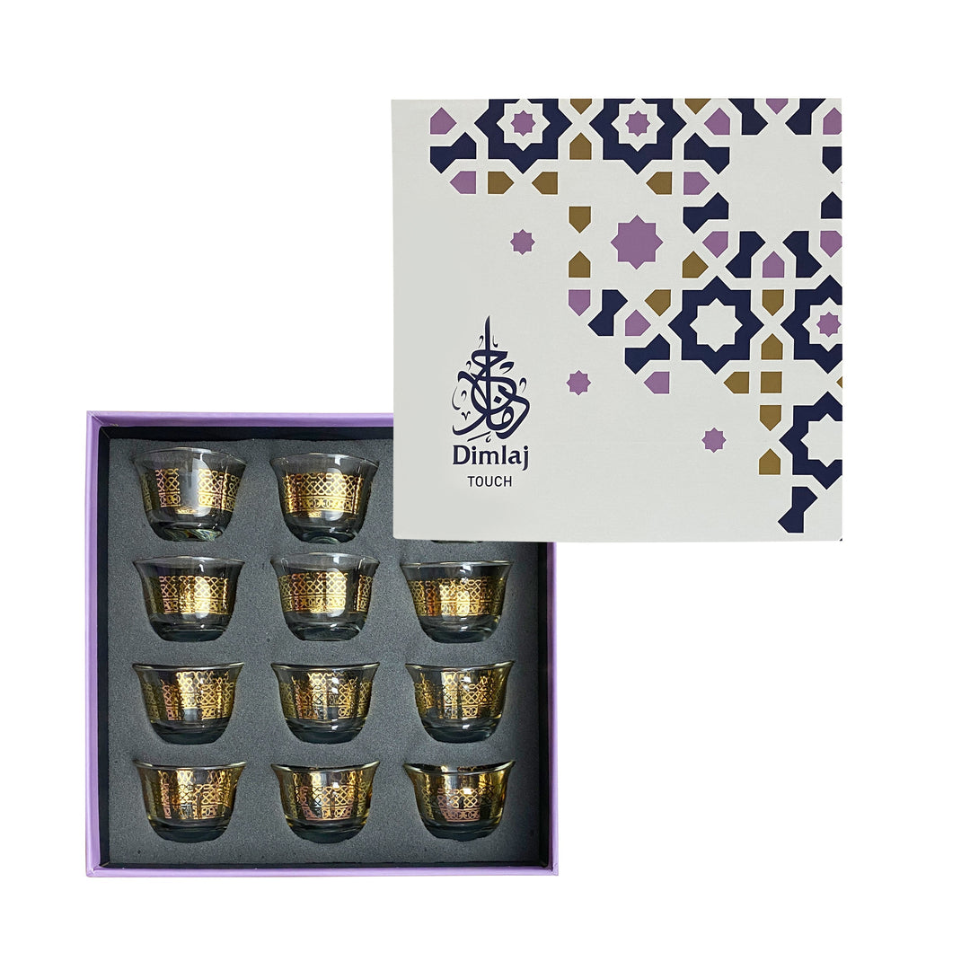 Dimlaj Touch Loop Set of 12 Pcs Cawa Cups Gold - Premium Cawa Cups from Dimlaj Touch - Just $89! 