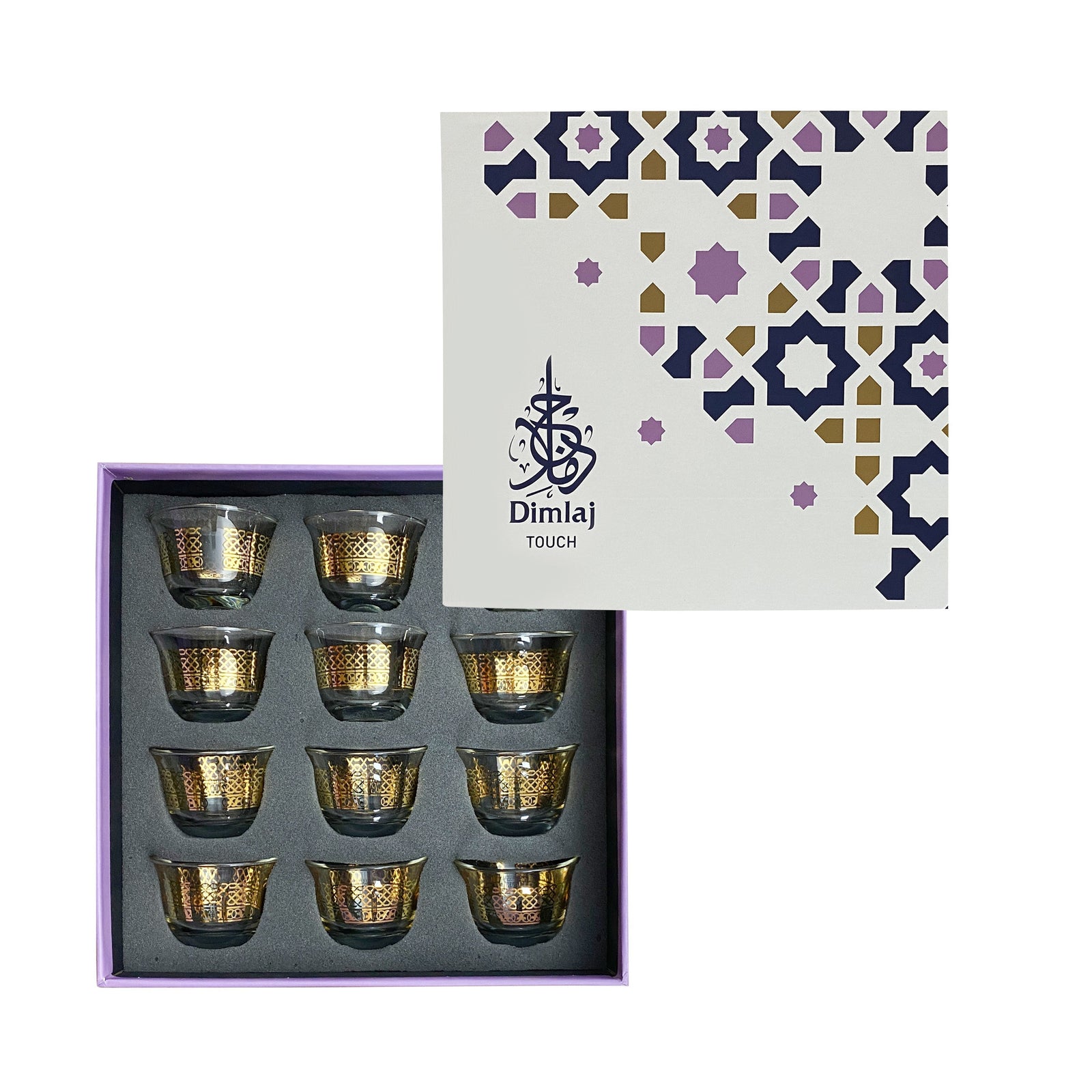 Dimlaj Touch Loop Set of 12 Pcs Cawa Cups Gold - Premium Cawa Cups from Dimlaj Touch - Just $135! 