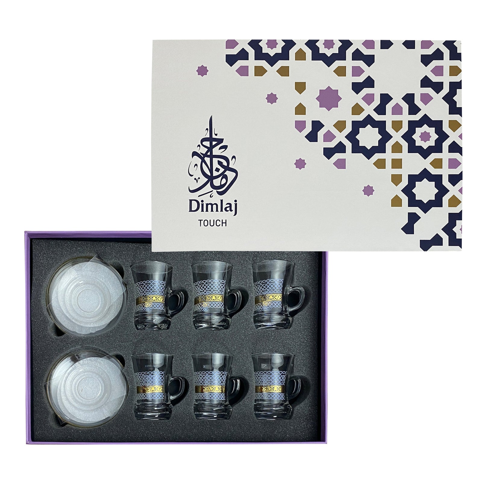 Dimlaj Touch Loop Set of 6 Pcs Tea Cups and Saucers Gold - Premium Tea Cups from Dimlaj Touch - Just $135! 