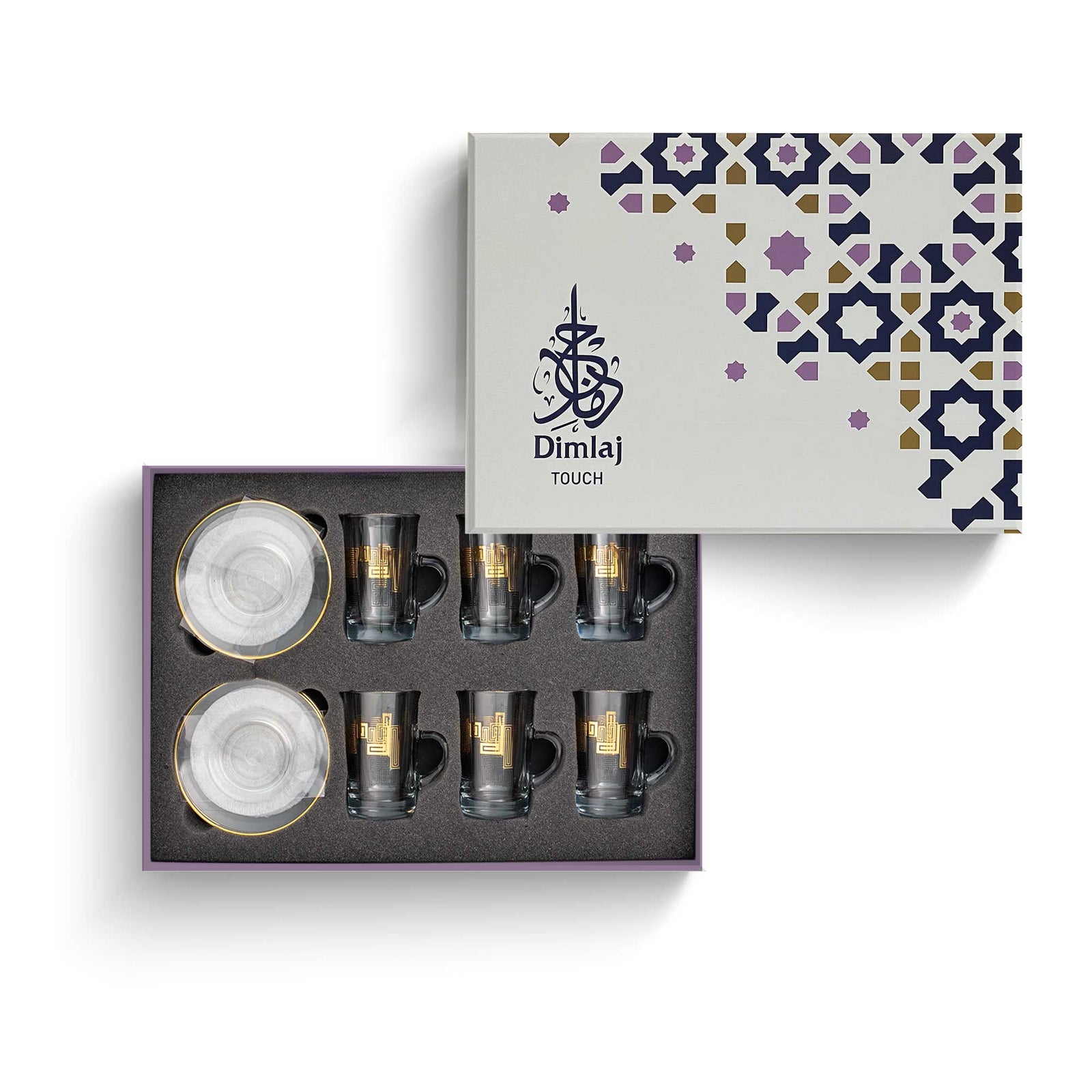 Dimlaj Touch Echo Set of 6 Pcs Tea Cups and Saucers Gold - Premium Tea Cups from Dimlaj Touch - Just $135! 