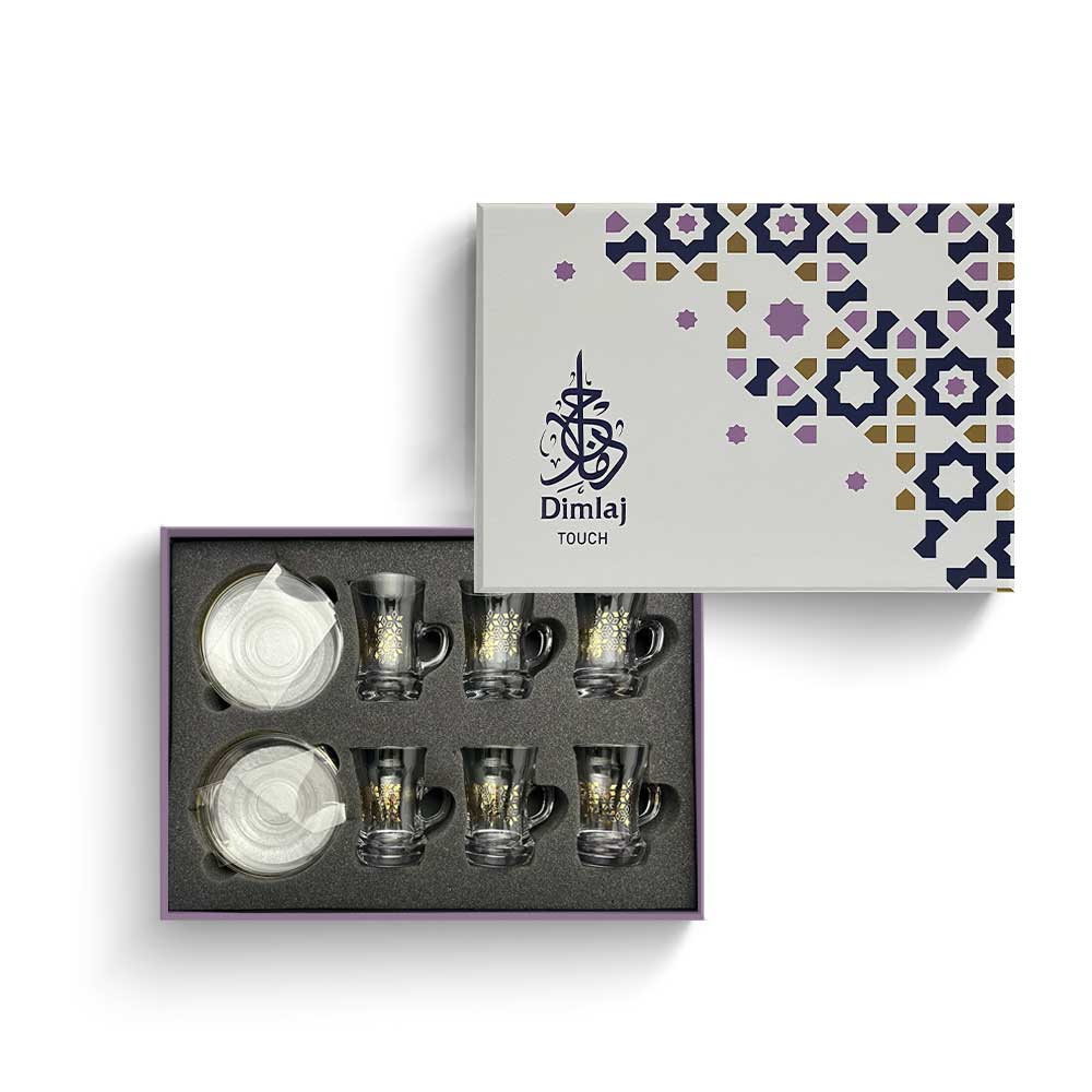 Dimlaj Touch Petal Set of 6 Pcs Tea Cups and Saucers Gold - Premium Tea Cups from Dimlaj Touch - Just $135! 