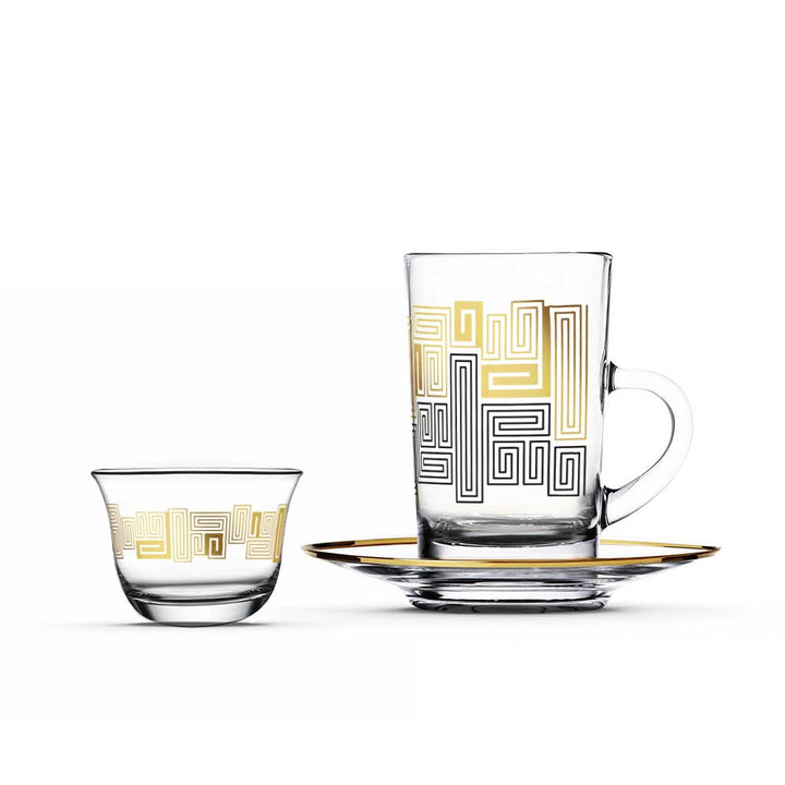 Dimlaj Touch Echo Set of 18 Pcs Assorted Drinkware Gold - Premium Tea Cups from Dimlaj Touch - Just $175! 