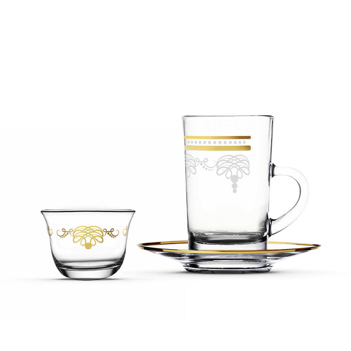 Dimlaj Touch Elixir Set of 18 Pcs Assorted Drinkware Gold - Premium Tea Cups from Dimlaj Touch - Just $175! 