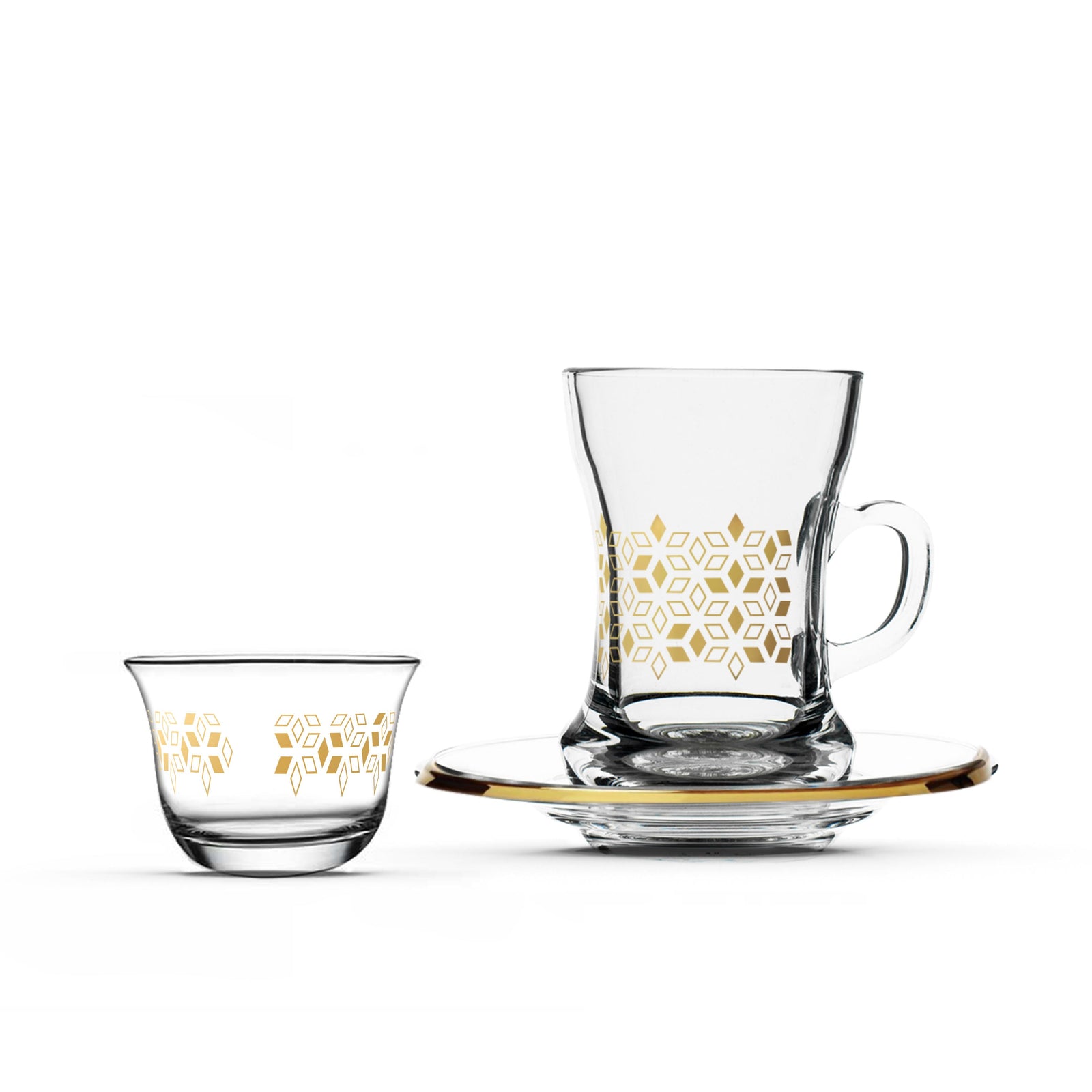 Dimlaj Touch Petal Set of 18 Pcs Assorted Drinkware Gold - Premium Tea Cups from Dimlaj Touch - Just $175! 