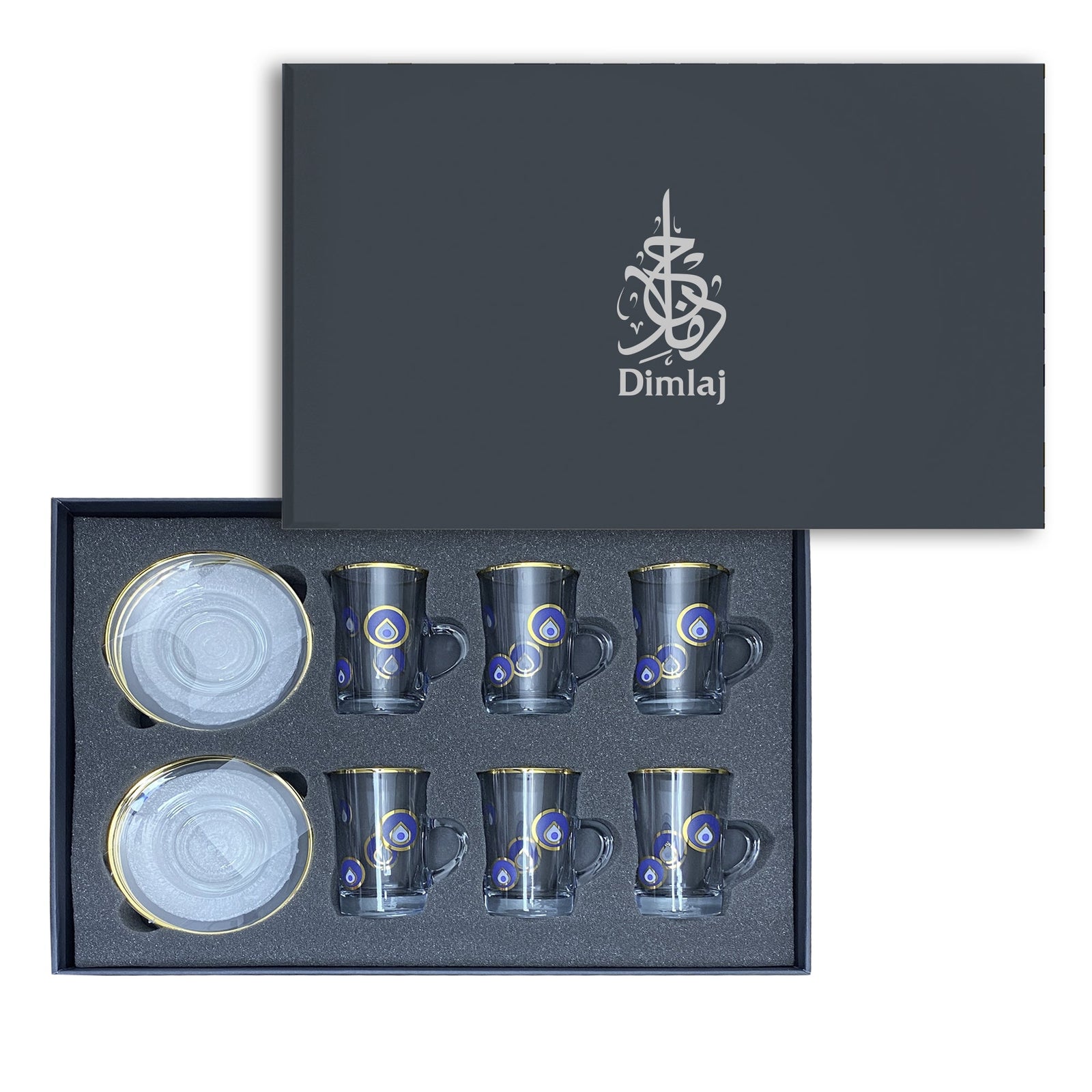 Dimlaj Charm Set of 6 Pcs Tea Cups and Saucers (Gold) - Premium Tea Istikans With Handle from Charm By Dimlaj - Just $300! 