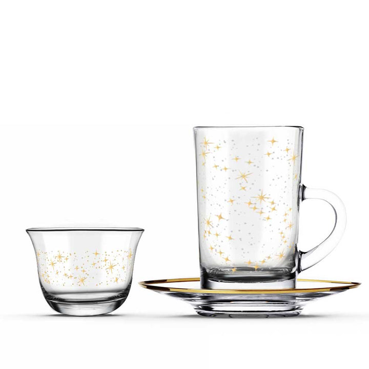 Dimlaj Touch Glimmer Set of 18 Pcs Assorted Drinkware Gold - Premium Tea Cups from Dimlaj Touch - Just $175! 