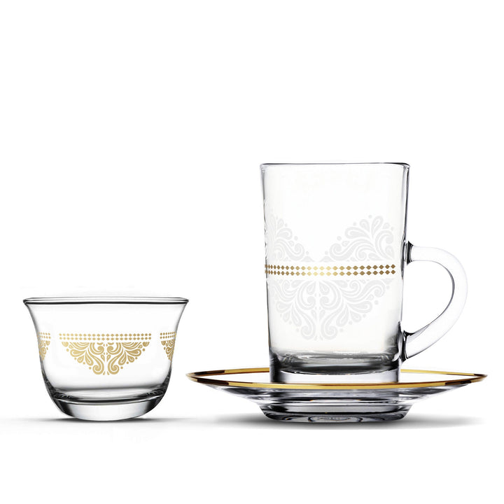 Dimlaj Touch Diadem Set of 18 Pcs Assorted Drinkware Gold - Premium Tea Cups from Dimlaj Touch - Just $175! 