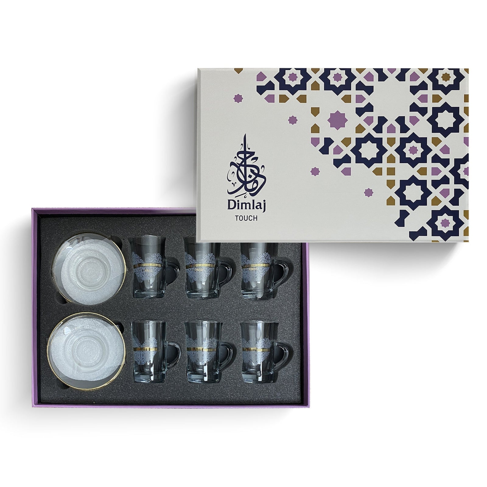 Dimlaj Touch Diadem Set of 6 Pcs Tea Cups and Saucers Gold - Premium Tea Cups from Dimlaj Touch - Just $135! 