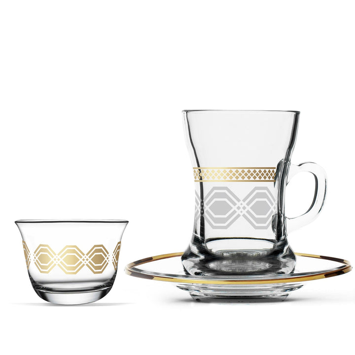 Dimlaj Touch Diamond Set of 18 Pcs Assorted Drinkware Gold - Premium Tea Cups from Dimlaj Touch - Just $175! 