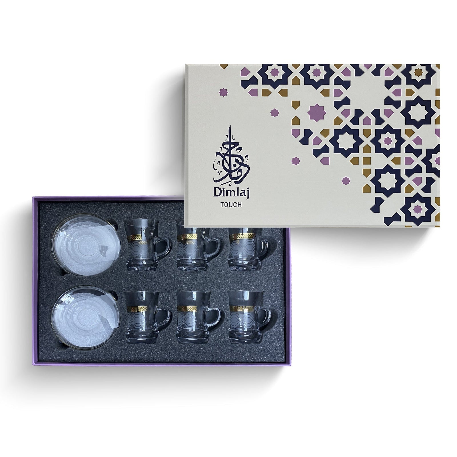 Dimlaj Touch Diamond Set of 6 Pcs Tea Cups and Saucers Gold - Premium Tea Cups from Dimlaj Touch - Just $135! 