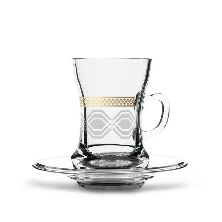 Dimlaj Touch Diamond Set of 6 Pcs Tea Cups and Saucers Gold - Premium Tea Cups from Dimlaj Touch - Just $99! 