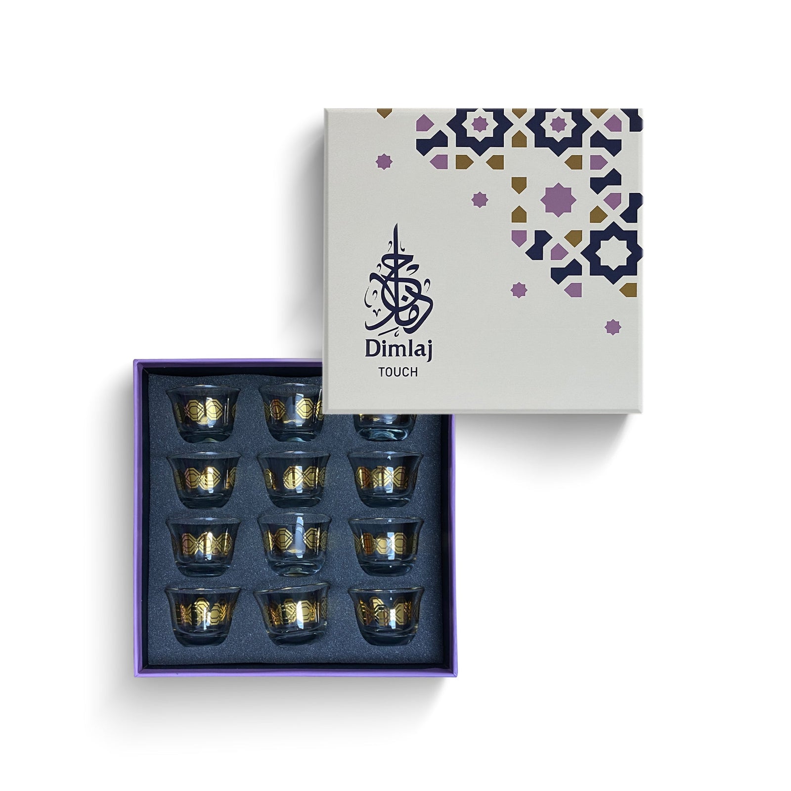 Dimlaj Touch Diamond Set of 12 Pcs Cawa Cups Gold - Premium Cawa Cups from Dimlaj Touch - Just $135! 