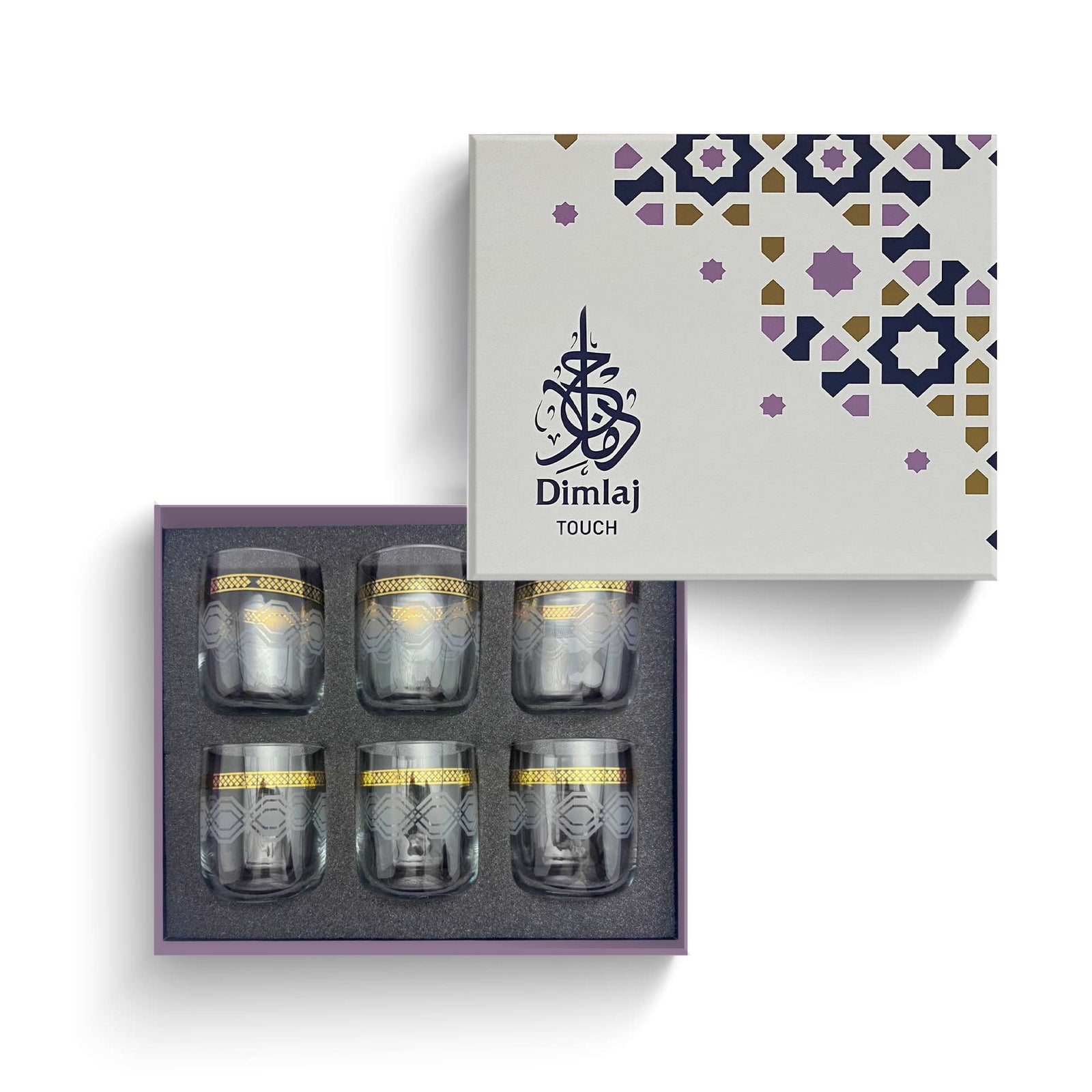 Dimlaj Touch Diamond Set of 6 Pcs Short Tumblers Gold - Premium Tumblers from Dimlaj Touch - Just $135! 