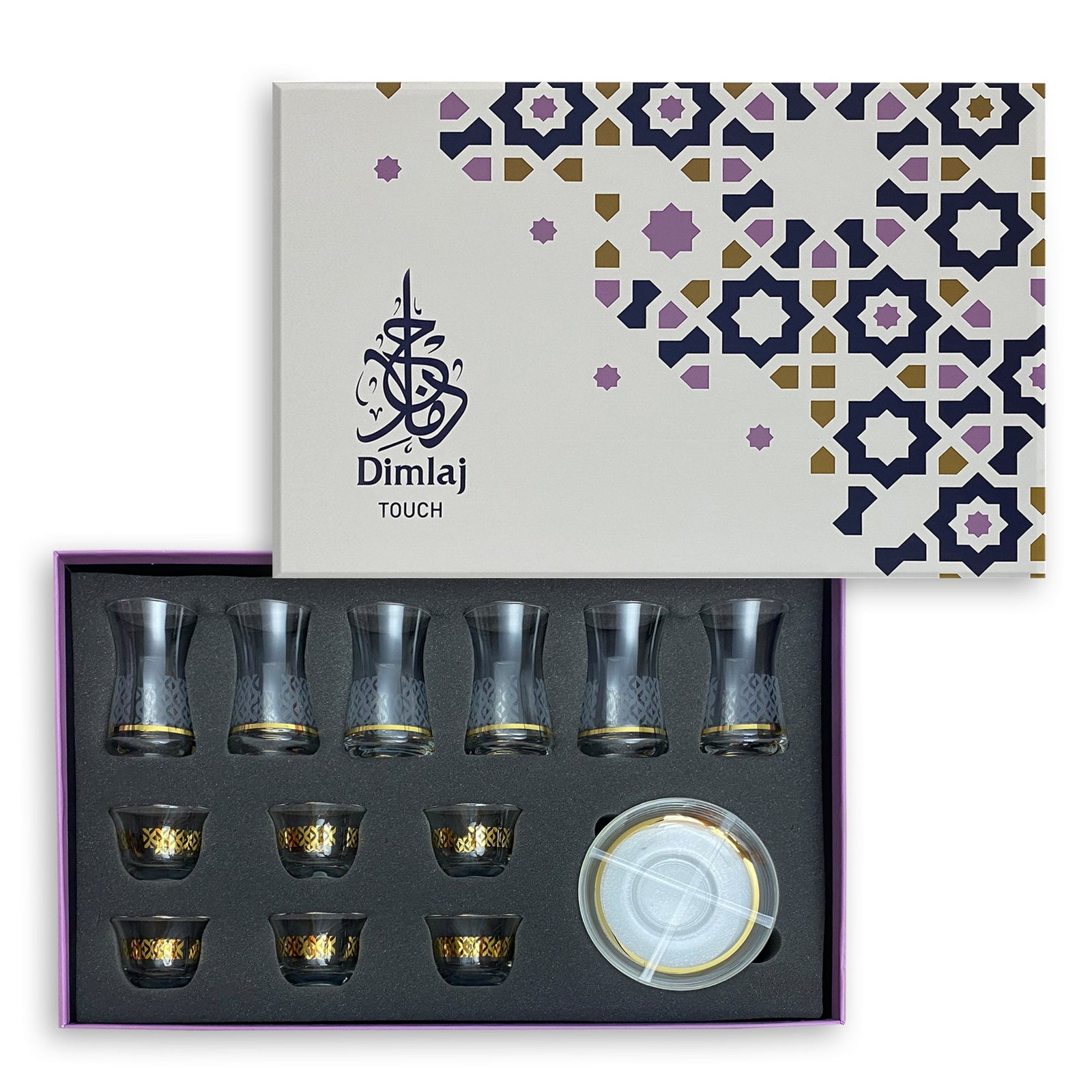 Dimlaj Touch Glint Set of 18 Pcs Assorted Drinkware Gold - Premium Tea Cups from Dimlaj Touch - Just $175! 