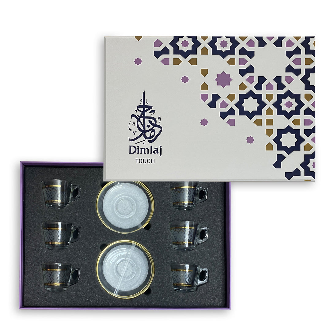 Dimlaj Touch Glint Set of 12 Pcs Espresso Cups and Saucers Gold - Premium Coffee Cups from Dimlaj Touch - Just $99! 