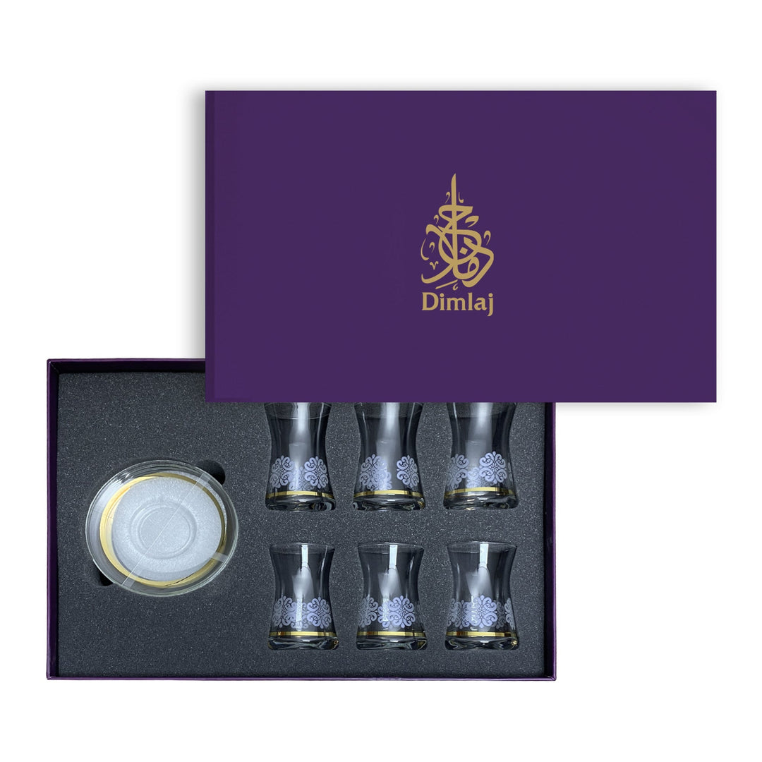 Dimlaj Touch Florid Set of 6 Pcs Tea Cups and Saucers Gold - Premium Tea Cups from Dimlaj Touch - Just $99! 