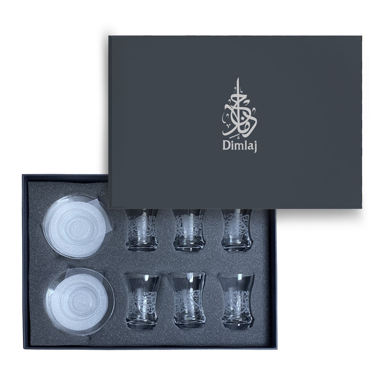 Dimlaj Thuluth Set of 6 Pcs Tea Cups and Saucers (Engraved) - Premium  from Thuluth By Dimlaj - Just $650! 