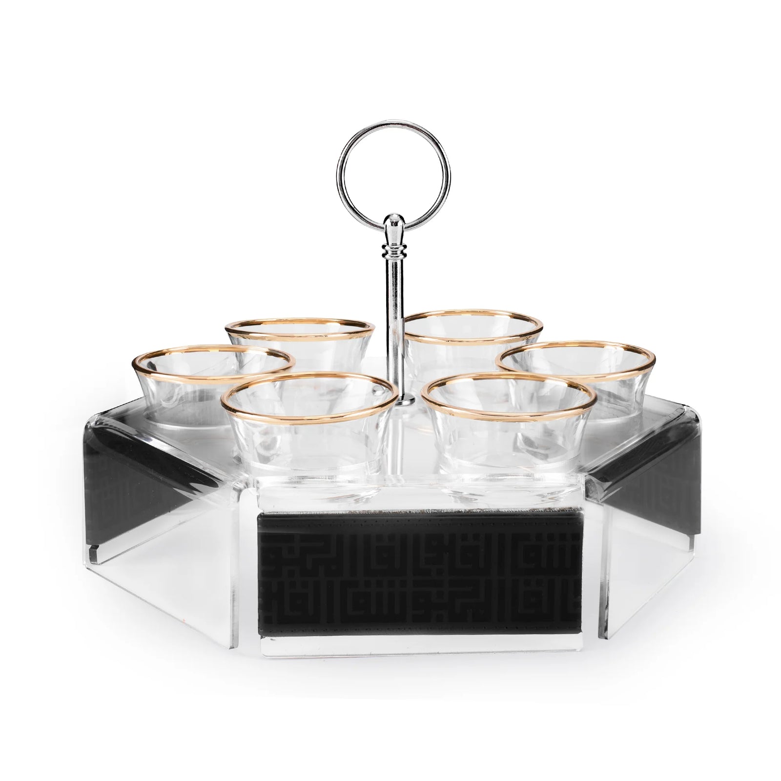 Dimlaj Shafa Set of 7pcs Hexa Coffee and Cawa Cups Stand with Handle Black - Premium  from Shafa By Dimlaj - Just $490! 