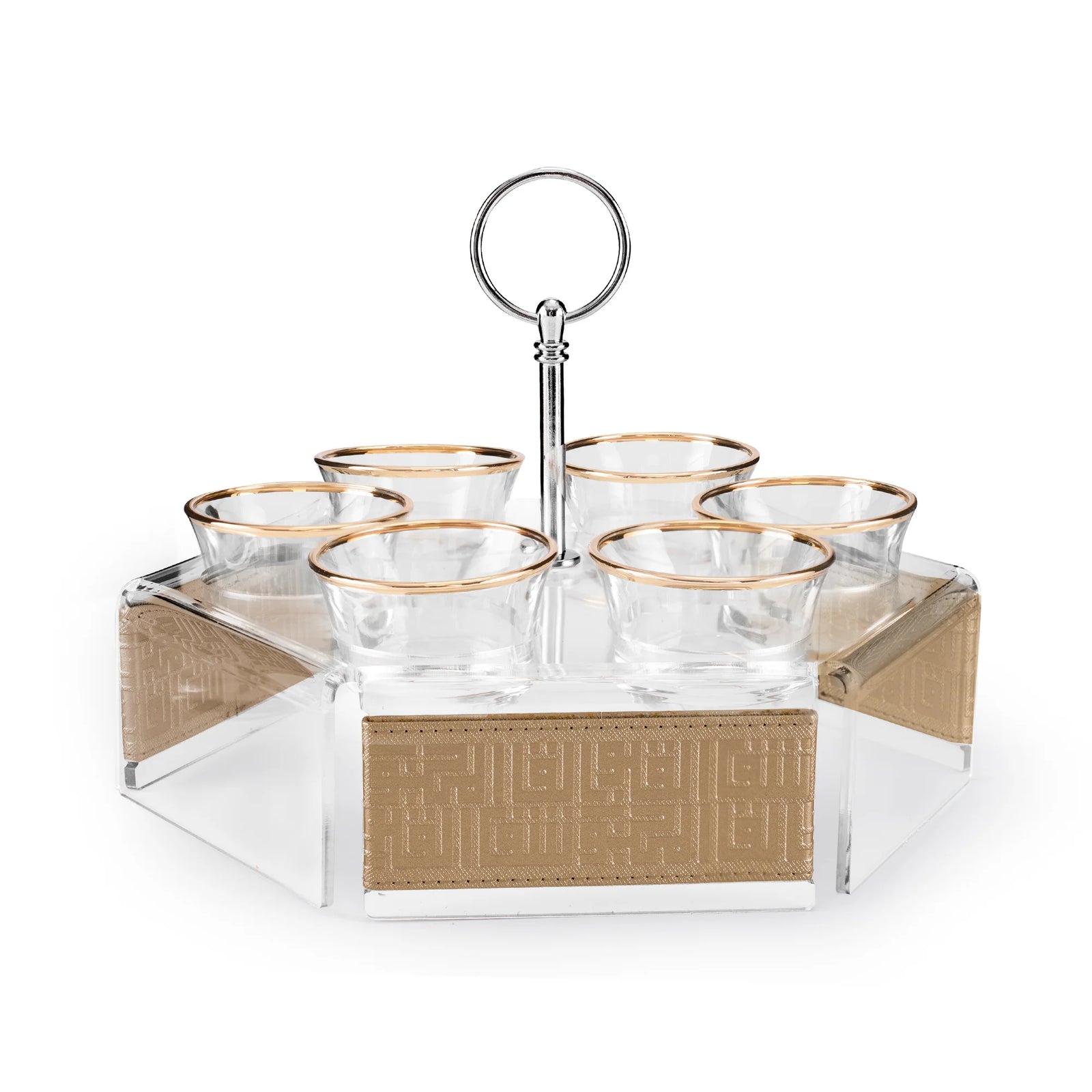 Dimlaj Shafa Set of 7pcs Hexa Coffee and Cawa Cups Stand with Handle Beige - Premium  from Shafa By Dimlaj - Just $490! 