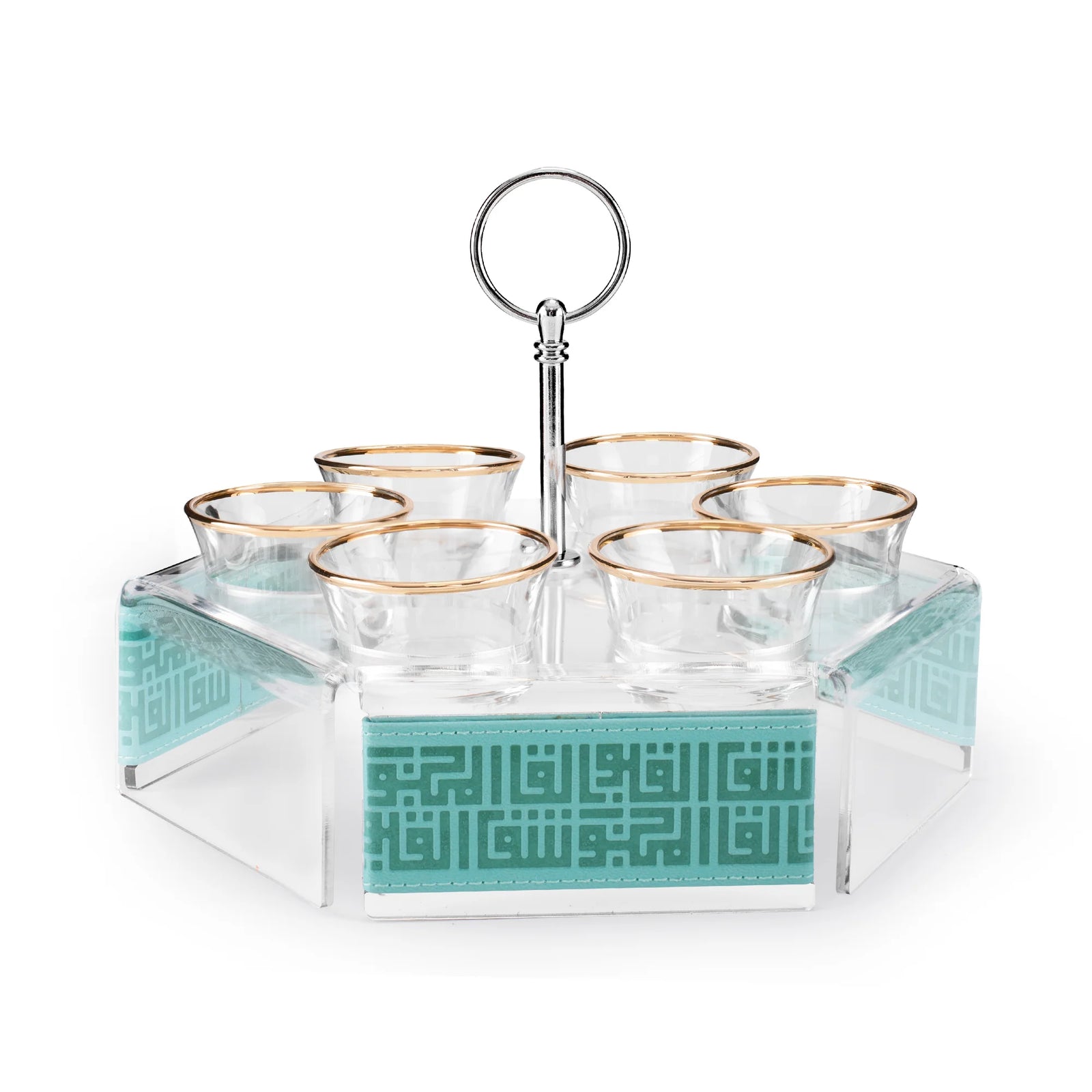 Dimlaj Shafa Set of 7pcs Hexa Coffee and Cawa Cups Stand with Handle Light Turquoise - Premium  from Shafa By Dimlaj - Just $490! 