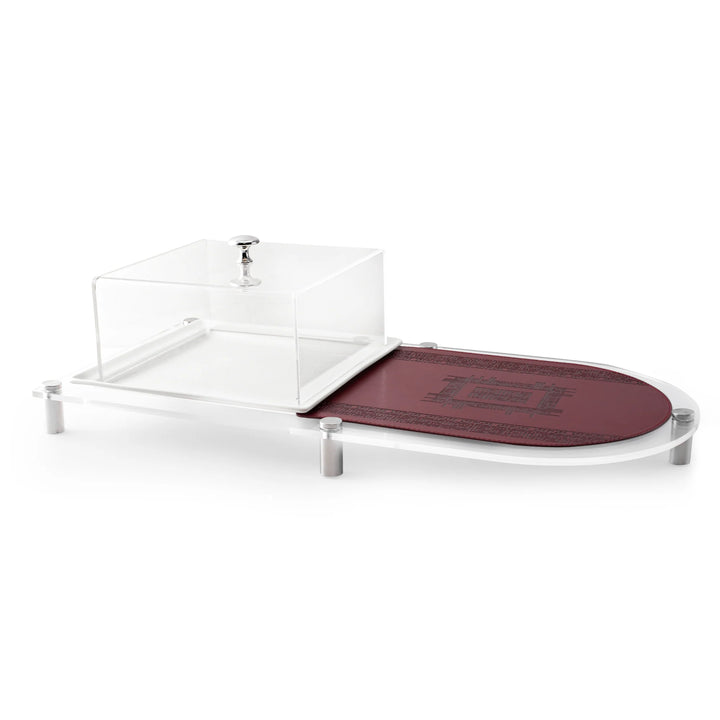 Dimlaj Shafa Set of 3pcs Dessert Display Stand and Plate with Cover Maroon - Premium  from Shafa By Dimlaj - Just $490! 