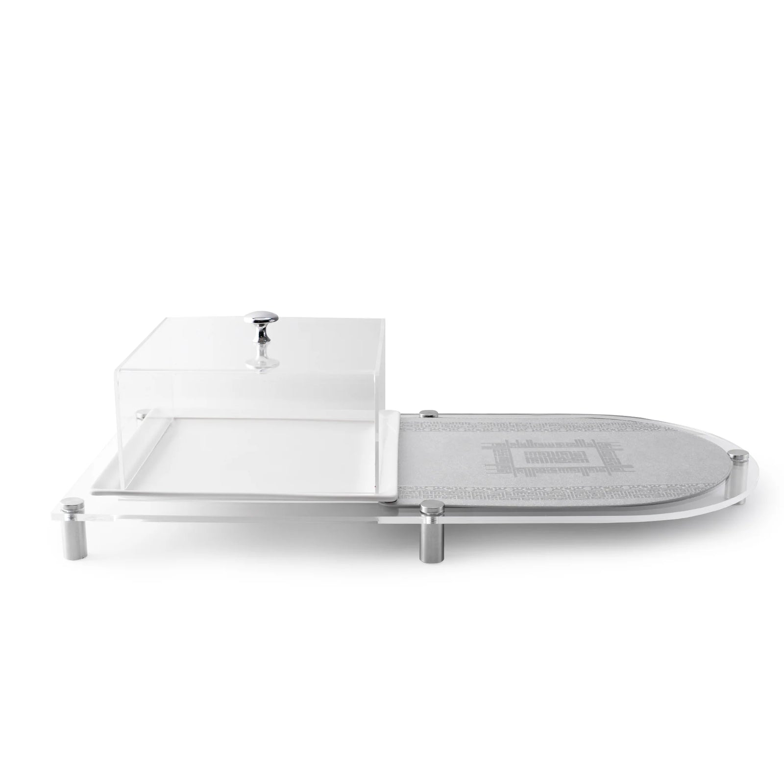 Dimlaj Shafa  Set of 3pcs Dessert Display Stand and Plate with Cover Silver - Premium  from Shafa By Dimlaj - Just $490! 