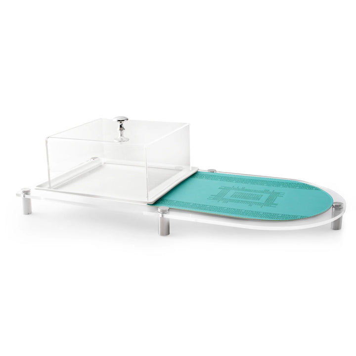 Dimlaj Shafa Set of 3pcs Dessert Display Stand and Plate with Cover Turquoise - Premium  from Shafa By Dimlaj - Just $490! 