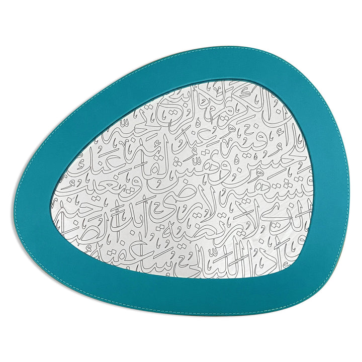 Dimlaj Kareem Set Of 2 Pcs Mirror Tray And Coaster (Turquoise) - Premium Table Accessories from Kareem By Dimlaj - Just $290! 