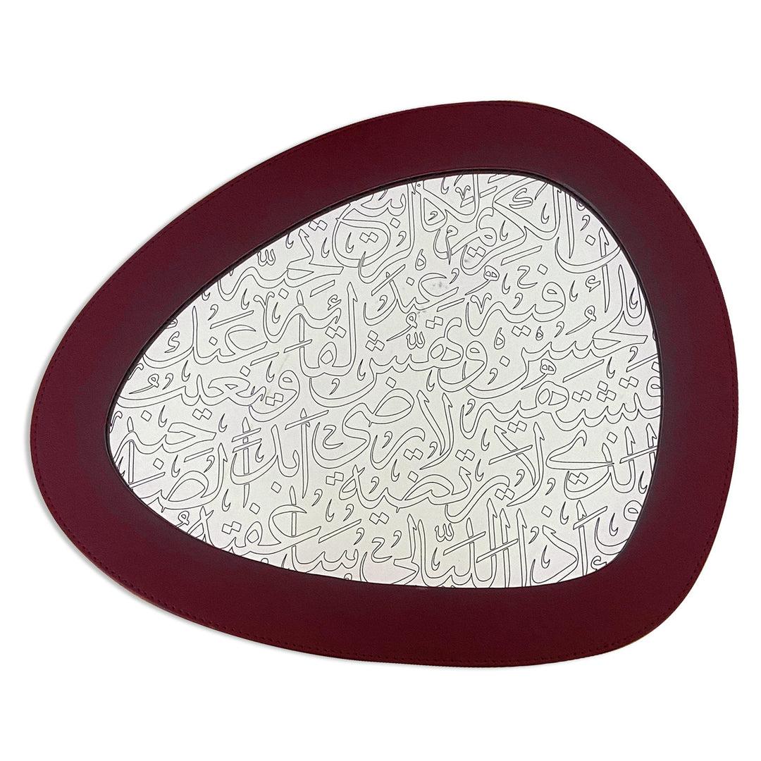 Dimlaj Kareem Set Of 2 Pcs Mirror Tray And Coaster (Maroon) - Premium Table Accessories from Kareem By Dimlaj - Just $290! 