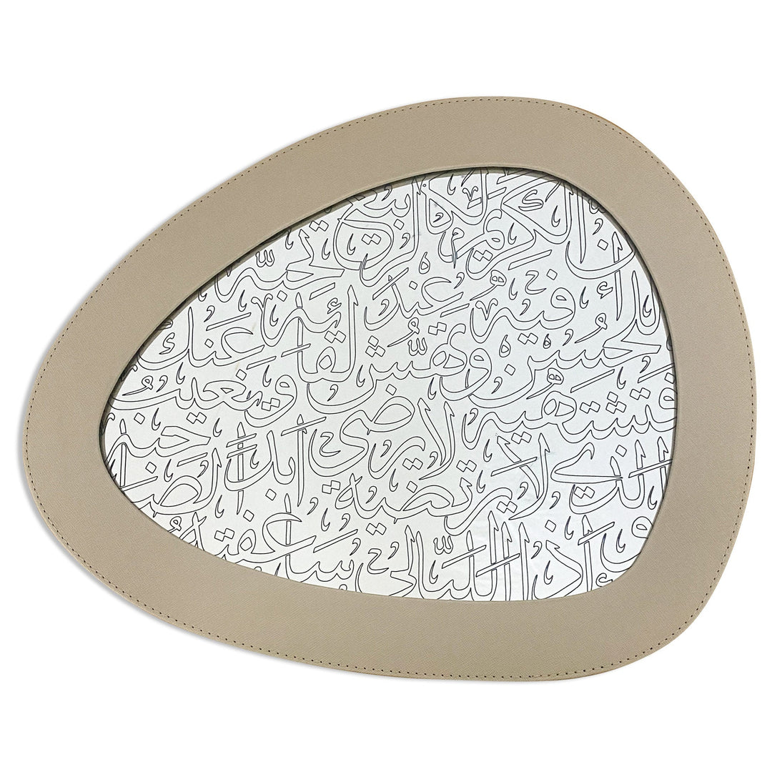 Dimlaj Kareem Set Of 2 Pcs Mirror Tray And Coaster (Beige) - Premium Table Accessories from Kareem By Dimlaj - Just $290! 