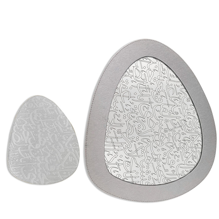 Dimlaj Kareem Set Of 2 Pcs Mirror Tray And Coaster (Silver) - Premium Table Accessories from Kareem By Dimlaj - Just $290! 