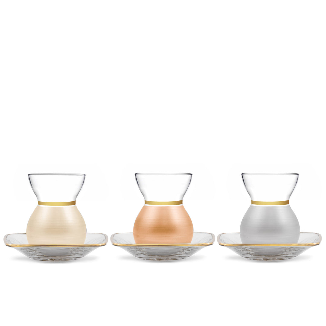 Dimlaj Luminous Set of 6 Pcs Tea Cups and Saucers - Premium Tea Istikanas Without Handle from Dimlaj Luminous - Just $200! 