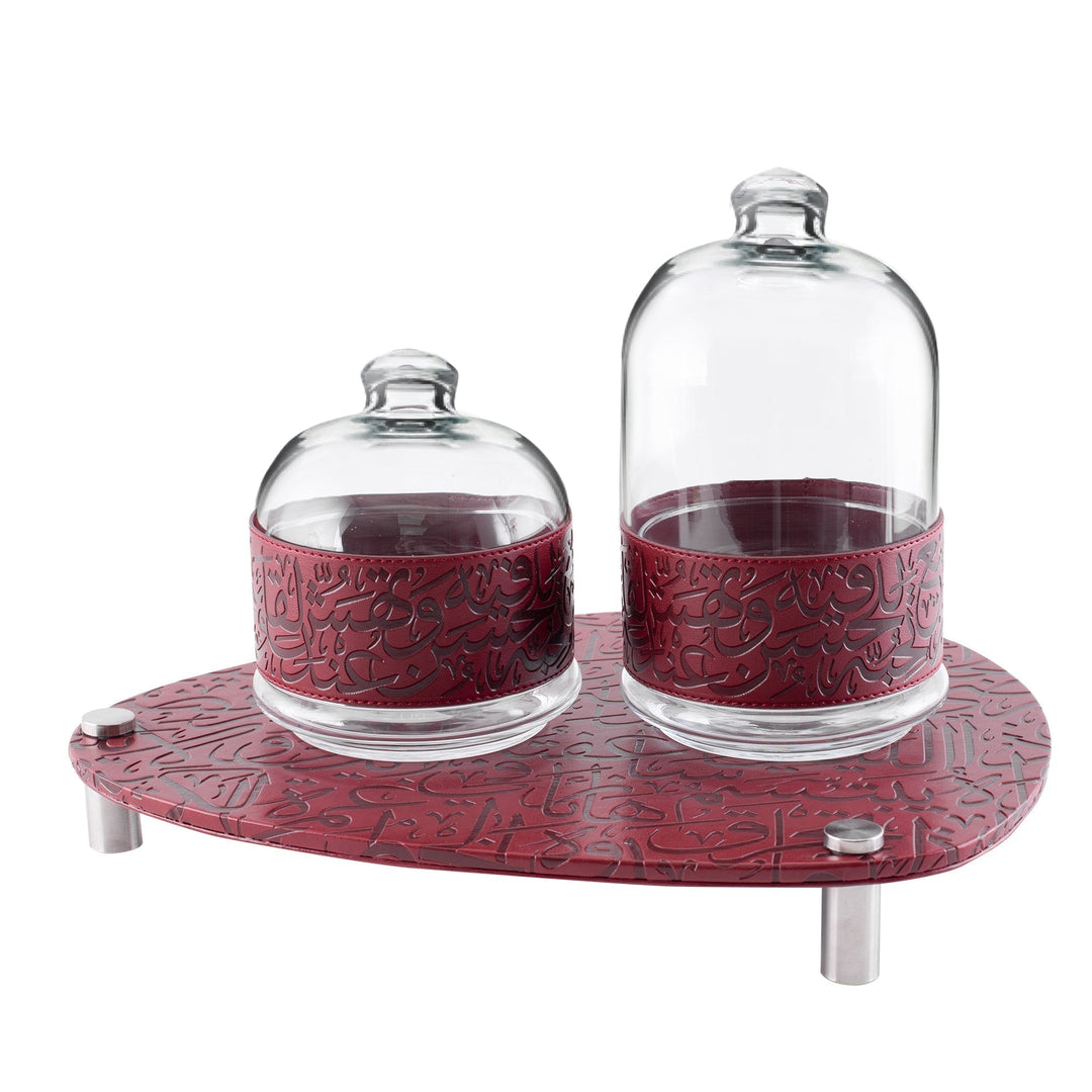 Dimlaj Kareem Set of 3 Pcs Serving Bowls With Stand (Maroon) - Premium Serving Bowls from Kareem By Dimlaj - Just $375! 