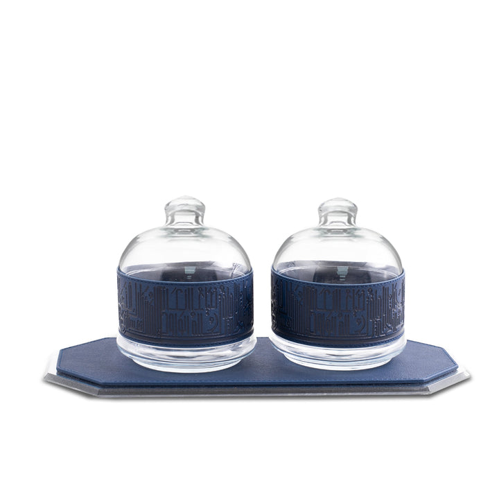 Dimlaj Hayat Set of 3 Pcs Serving Bowls With Tray (Navy Blue) - Premium Serving Bowls from Hayat By Dimlaj - Just $375! 