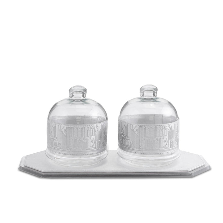Dimlaj Hayat Set of 3 Pcs Serving Bowls With Tray (Silver) - Premium Serving Bowls from Hayat By Dimlaj - Just $375! 