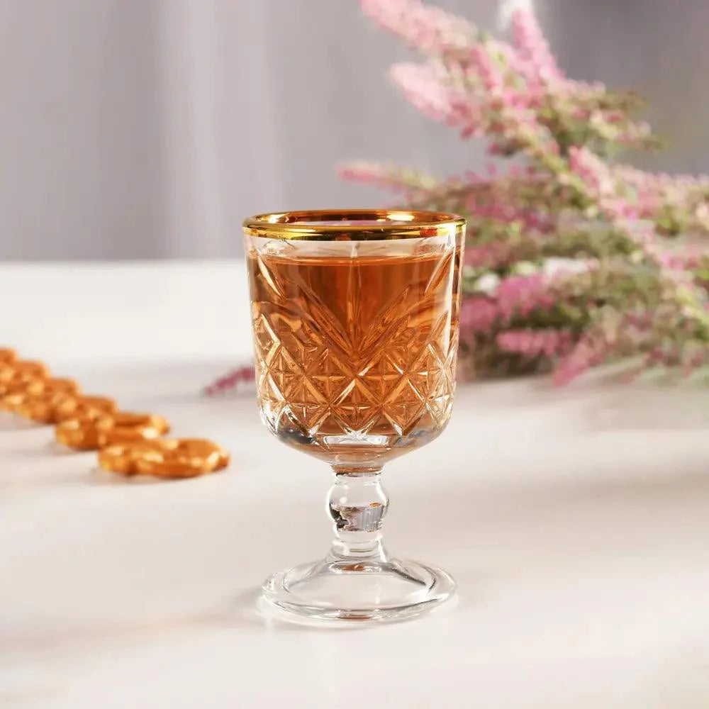 Pasabahce Timeless Set of 6pcs Tumbler 60cc Gold Rim - Premium Stemware from Pasabahce Essentials - Just $85! 