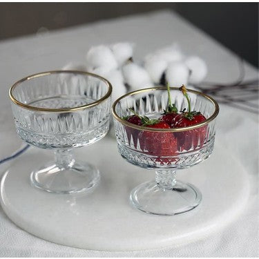 Pasabahce Elysia Set of 2pcs Ice Cream Cups 250cc Gold Rim - Premium Ice Cream Cups from Pasabahce Essentials - Just $35! 