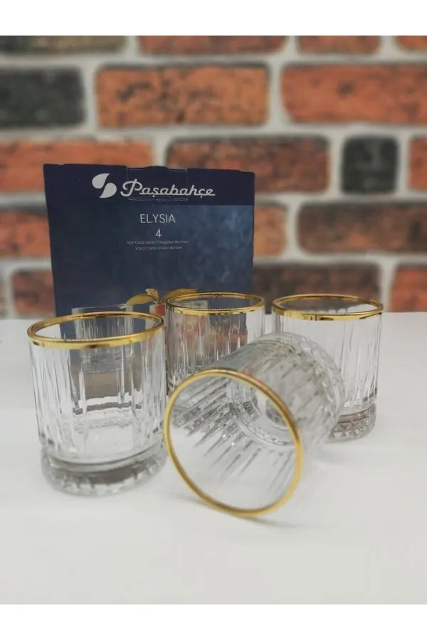 Pasabahce Elysia Set of 4pcs Tumblers 210cc Gold Rim - Premium Tumbler from Pasabahce Essentials - Just $55! 