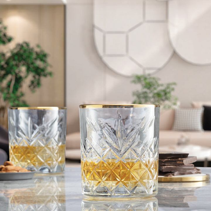 Pasabahce Timeless Set of 4pcs Shot Glasses 62cc Gold Rim - Premium Tumbler from Pasabahce Essentials - Just $45! 