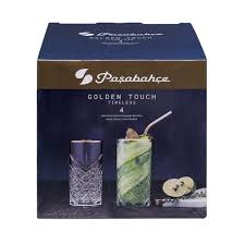 Pasabahce Timeless Set of 4pcs High Ball Tumblers 450cc Gold Rim - Premium Long Tumbler from Pasabahce Essentials - Just $70! 