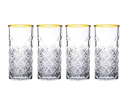 Pasabahce Timeless Set of 4pcs High Ball Tumblers 450cc Gold Rim - Premium Long Tumbler from Pasabahce Essentials - Just $70! 
