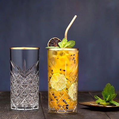 Pasabahce Timeless Set of 4pcs Long Drink Tumblers 295cc Gold Rim - Premium Long Tumbler from Pasabahce Essentials - Just $70! 