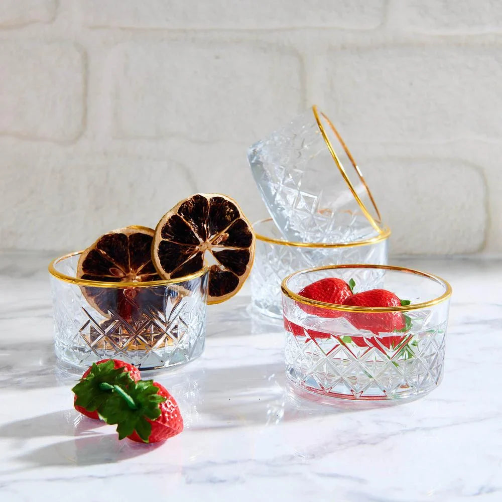 Pasabahce Timeless Set of 4pcs Bowls 225cc Gold Rim - Premium  from Pasabahce Essentials - Just $60! 