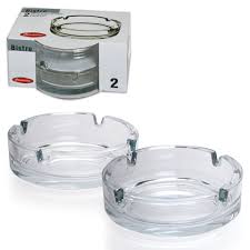 Pasabahce Bistro Set of 2pcs Astrays Round 4.5" Clear - Premium Ashtrays from Pasabahce Essentials - Just $45! 