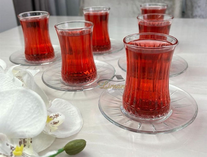 Pasabahce Elysia Set of 6 Pcs Tea Cups & Saucers 160ml Clear - Premium Tea Istikanas Without Handle from Pasabahce Essentials - Just $65! 