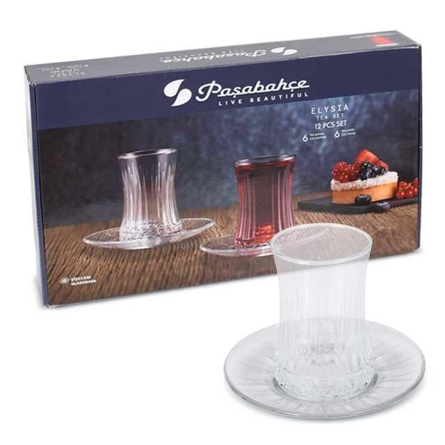 Pasabahce Elysia Set of 6 Pcs Tea Cups & Saucers 160ml Clear - Premium Tea Istikanas Without Handle from Pasabahce Essentials - Just $65! 