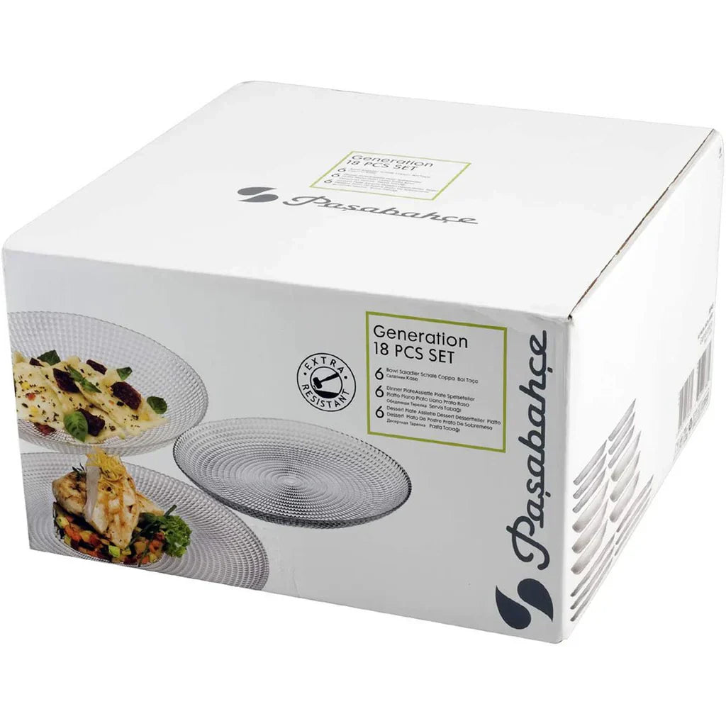 Pasabahce Generation Set of 18pcs Plates Clear - Premium Plates from Pasabahce Essentials - Just $165! 