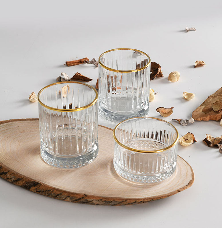Pasabahce Elysia Set of 3pcs Tumblers and Bowl Gold Rim - Premium Tumbler from Pasabahce Essentials - Just $60! 