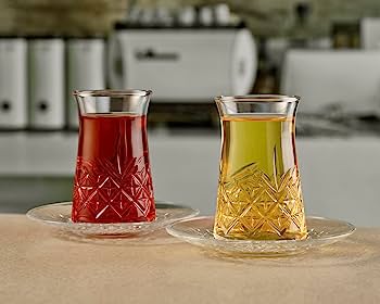 Pasabahce Timeless Set of 6pcs Tea Cups & Saucers 160cc Clear - Premium Tea Istikanas Without Handle from Pasabahce Essentials - Just $65! 